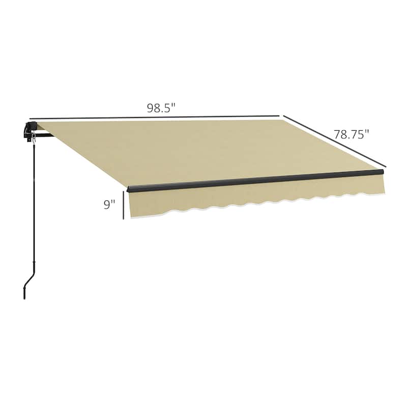 Outsunny 8' x 6.5' Retractable Awning, Patio Awning Sunshade Shelter with Manual Crank Handle, 280gsm UV Resistant Fabric