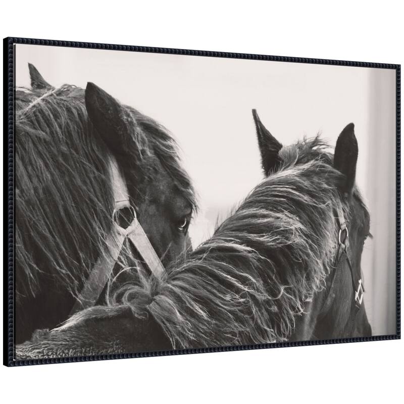 Kate and Laurel Black Horses by Emiko and Mark Franzen F2 Images Framed Canvas Wall Art Print - 28x41