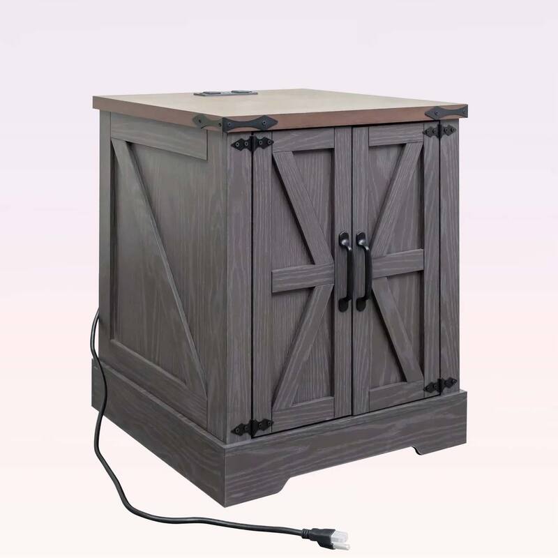 Farmhouse End Table with Charging Station