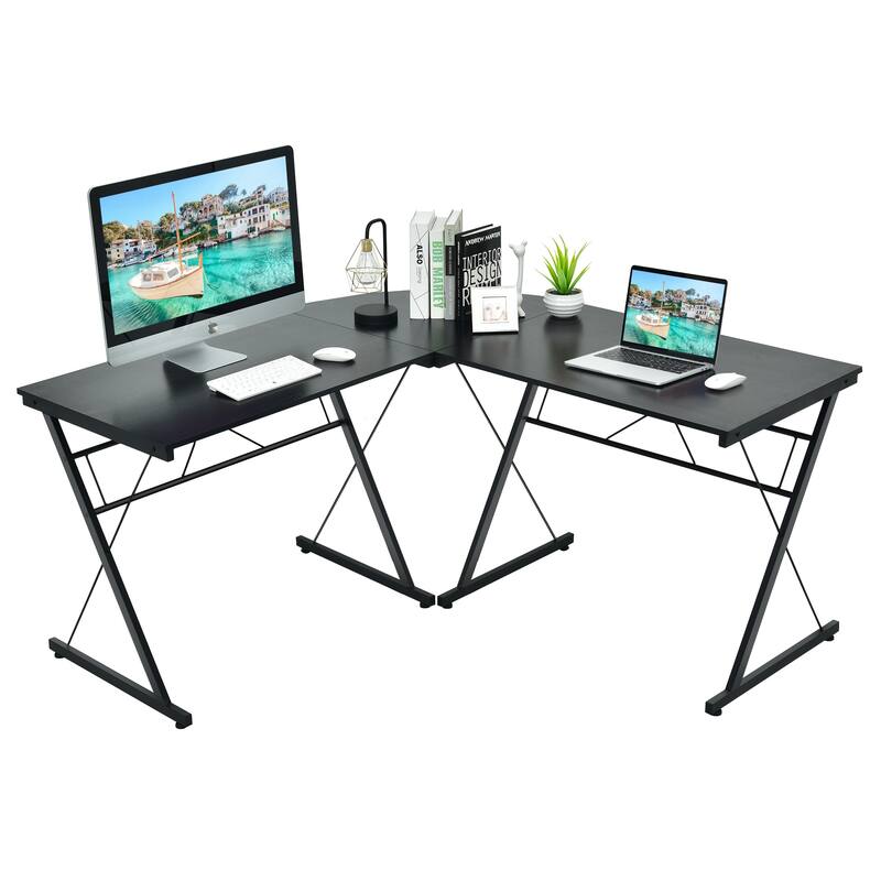 L Shaped Corner Computer Desk Space Saving Workstation Study Desk