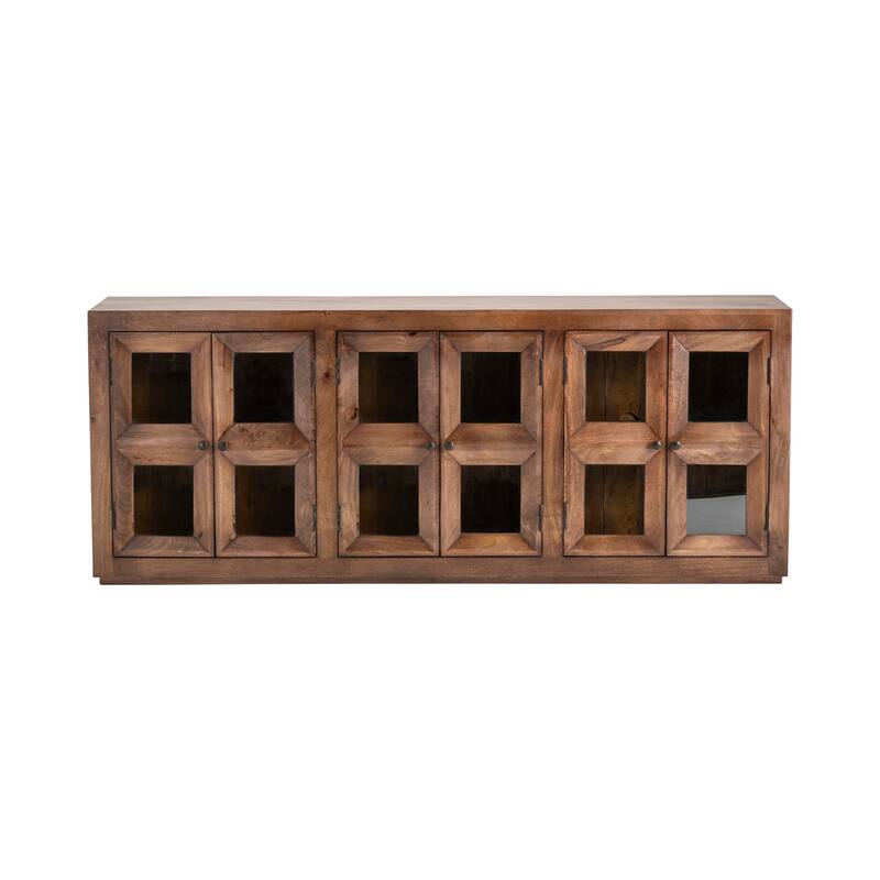 80 in. Brown Solid Wood 6 Door Media Credenza_Sideboard