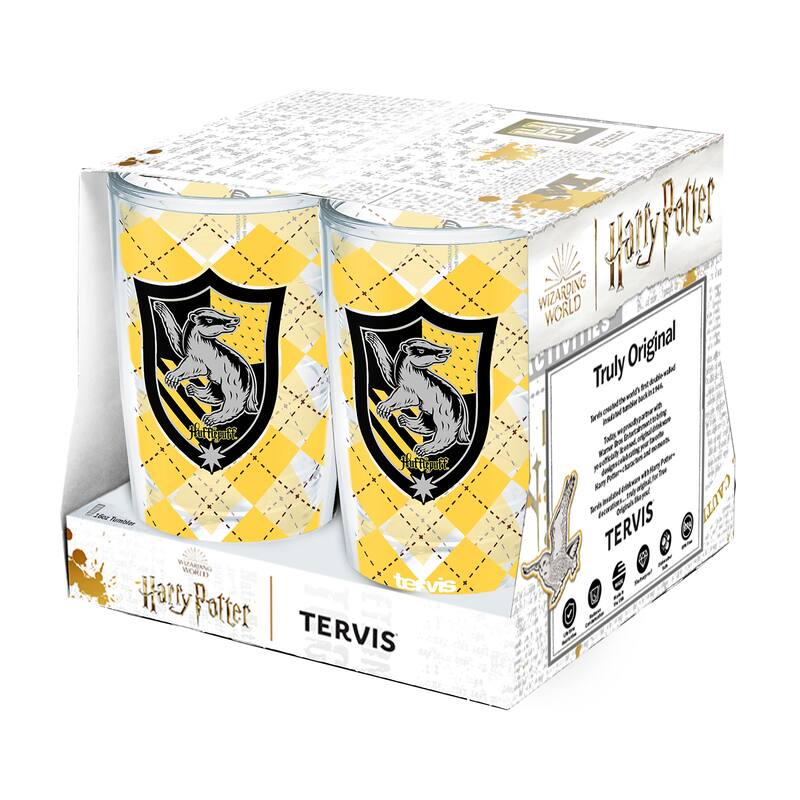 Tervis Harry Potter House Rules Collection Made in USA Double Walled Insulated Travel Tumbler, Hufflepuff - 16oz - 4pk
