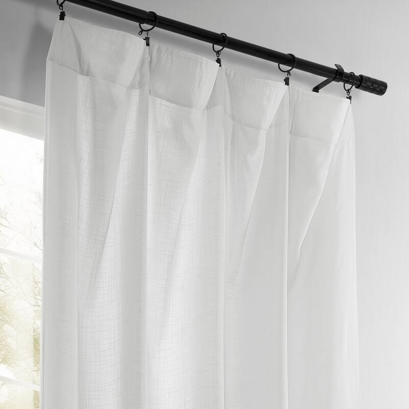 Exclusive Fabrics Summer Solid Linen Blend Rod Pocket Light Filtering Curtains For Bedroom & Living Room Curtains (2 Panels)