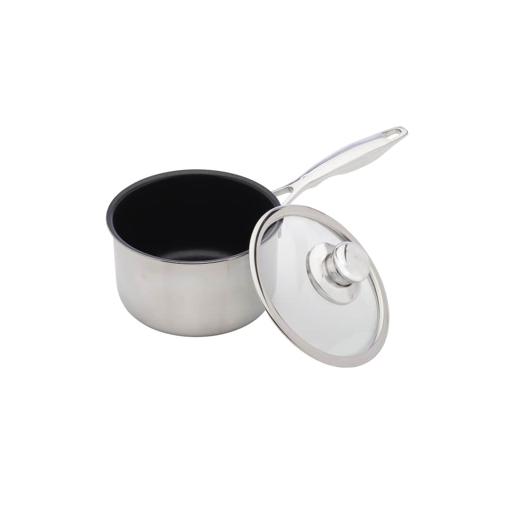 2L 16cm (2.1 Quart 6.3 Inch) Nonstick Clad Induction Saucepan With Lid