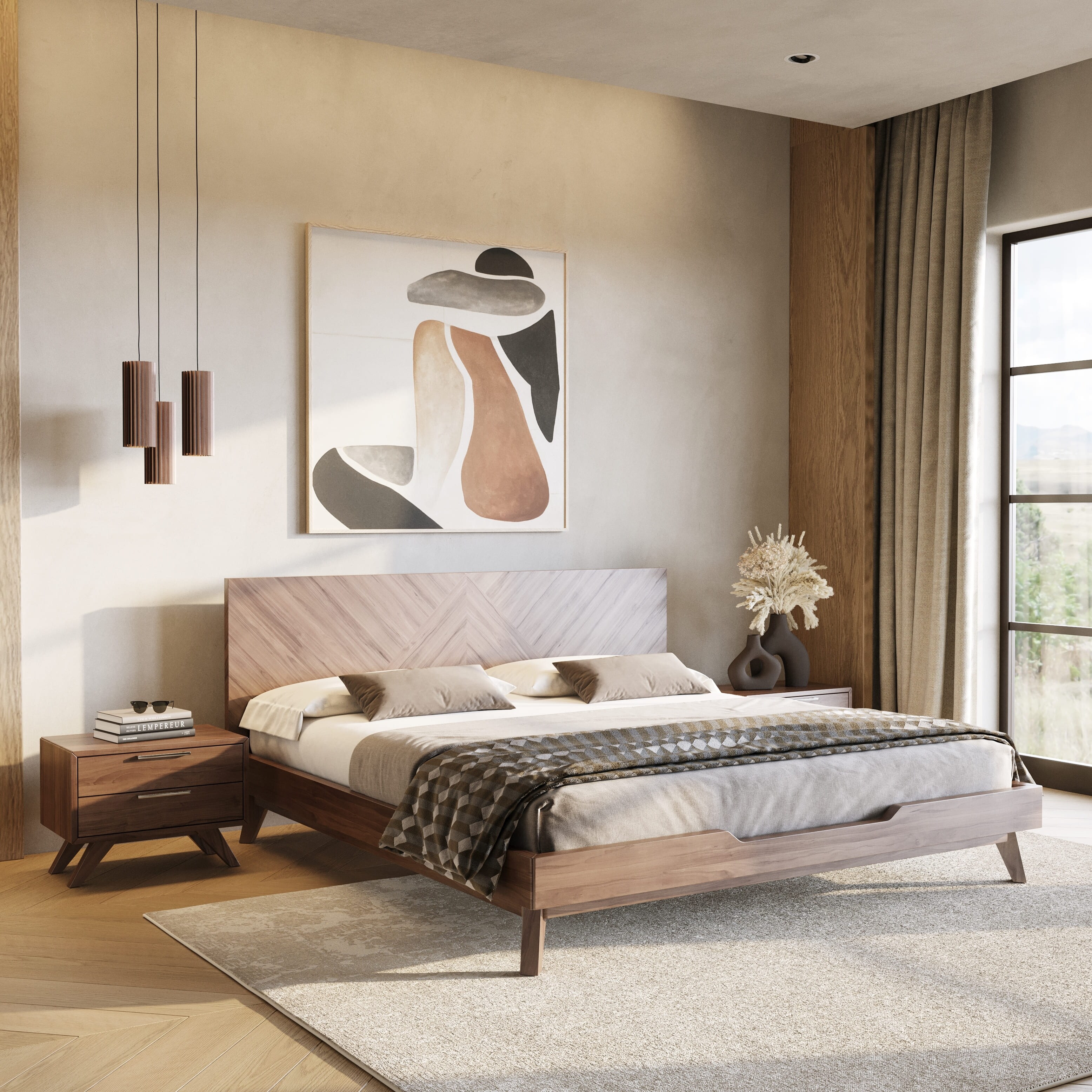 Modrest Soren Modern Walnut Bed - Bed Bath & Beyond - 30950924