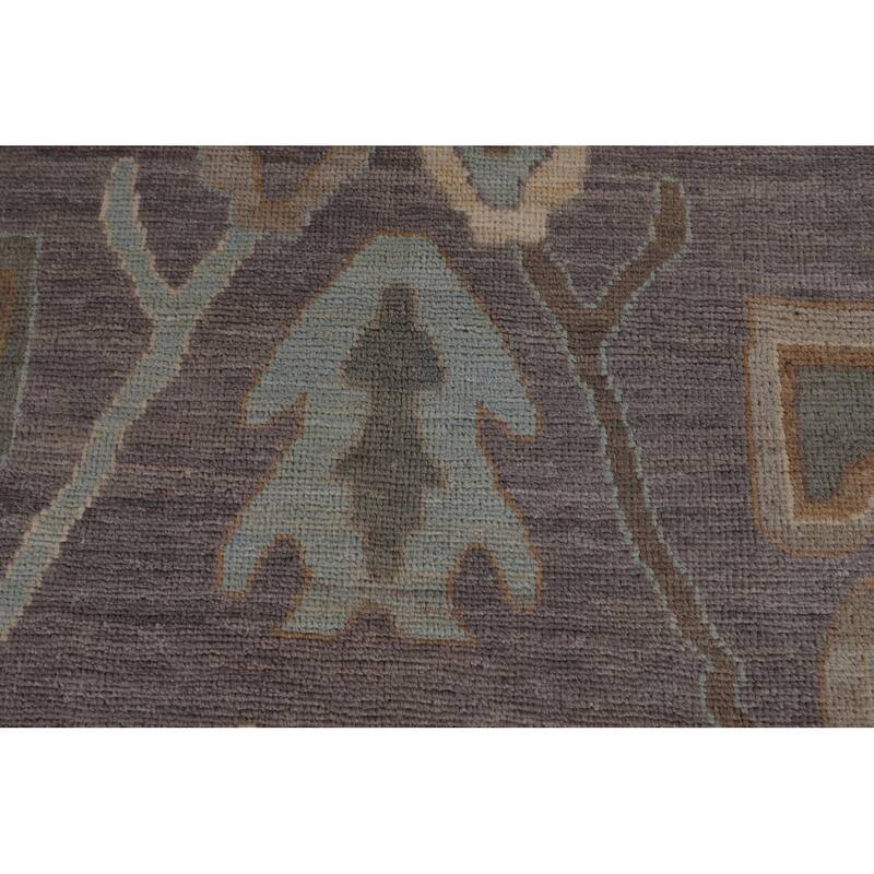 All-Over Gray Oushak Turkish Large Rug Hand-Knotted Wool Carpet - 10'3"x 13'10"