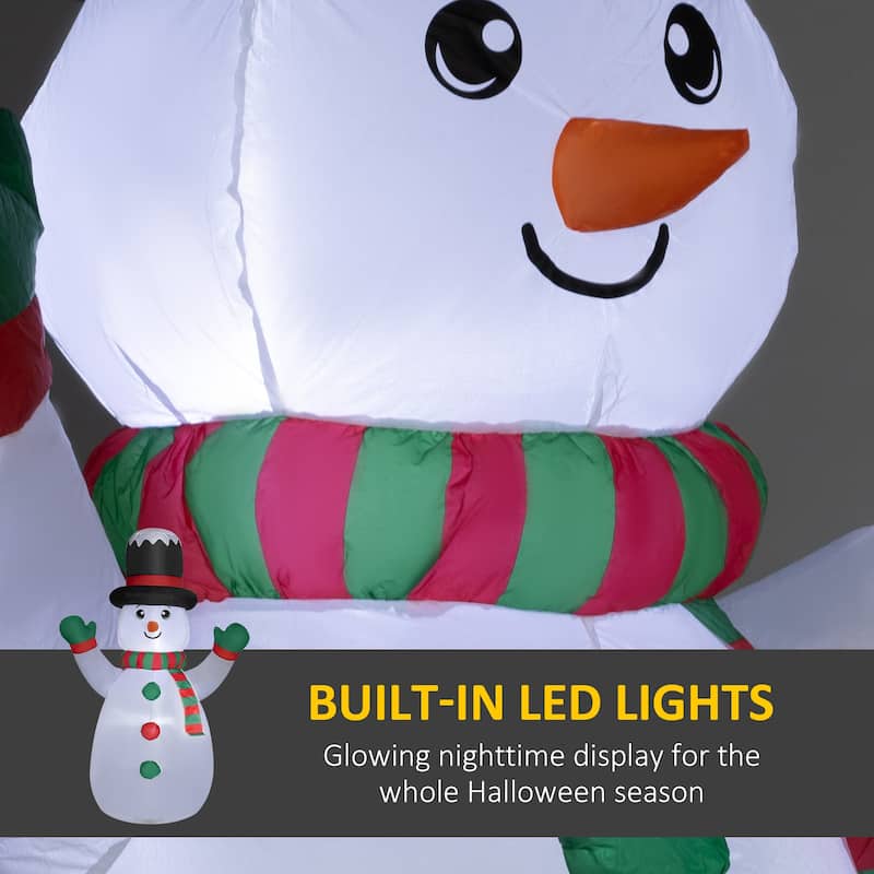 White Polyester LED Inflatable Snowman with Stakes and Sandbags - 60" W x 36" D x 72" H