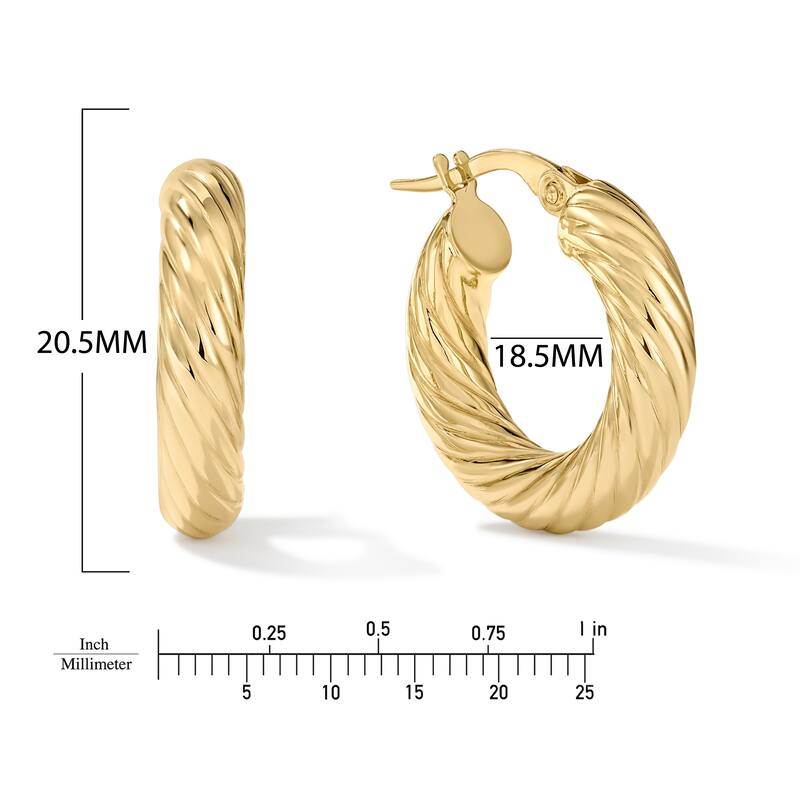 Clover 14K Yellow Gold High-Polish Chunky Rope Hoop Earrings