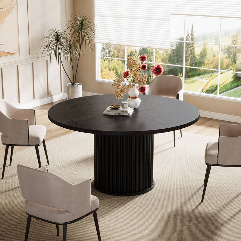 47 Inch Round Dining Table for 4-6 People - 47.24" W x 47.24" D x 29.92" H