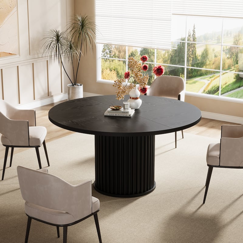 47-inches Round Dining Table for 4-6, Modern Kitchen Table with Heavy Duty Base - 47.24" W x 47.24" D x 29.92" H