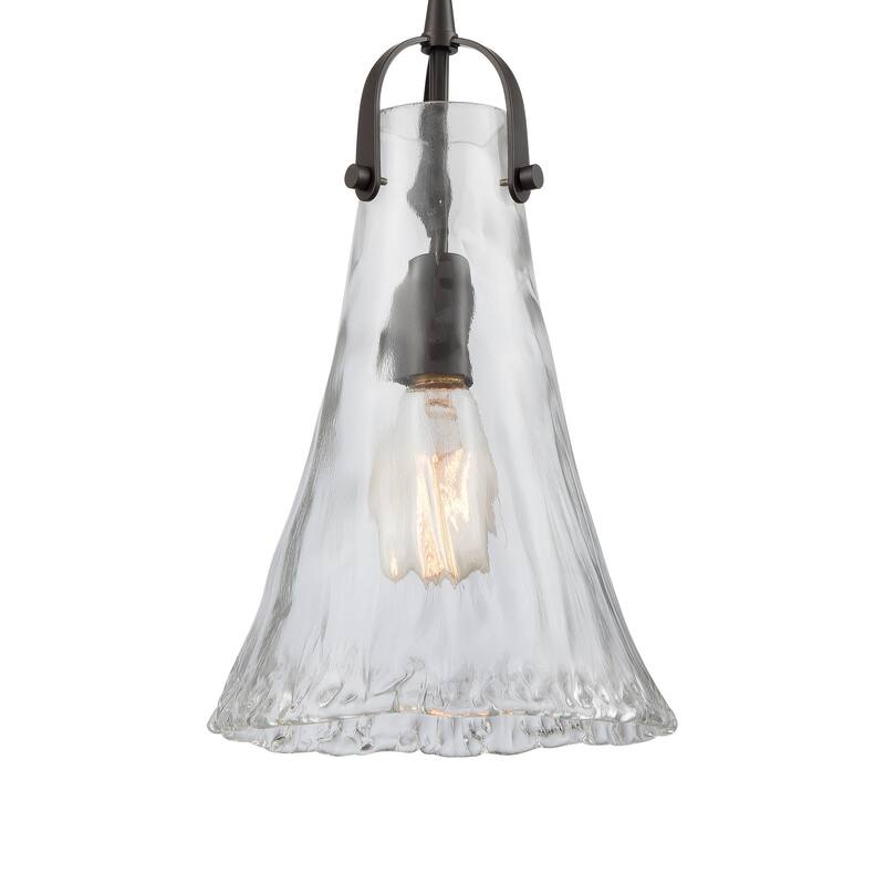 Elk Home Oiled Bronze With Textured Glass 1 Light Pendant - 1-Light
