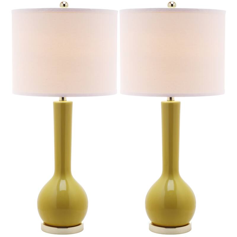 SAFAVIEH Lighting Brigid 31-inch Long Neck Ceramic White Table Lamp (Set of 2) - 14"x14"x30.5" - 14Wx14Dx31H