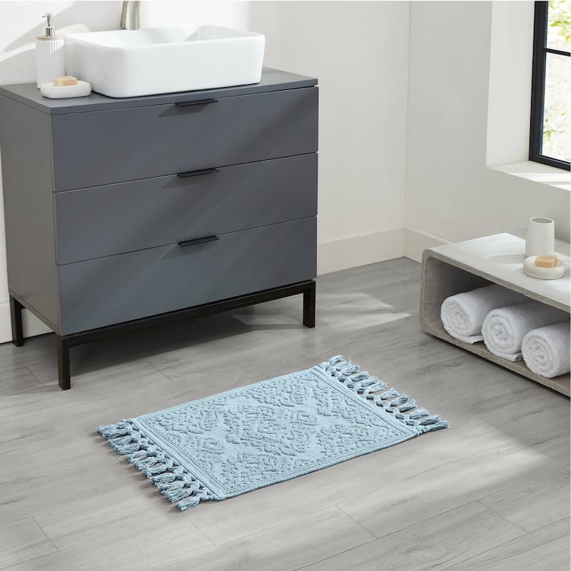 Jean Pierre Ricardo Cotton Fringe 2-Piece Bath Rug Set