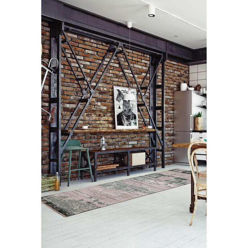 ECARPETGALLERY Hand-knotted Legacy Dark Green, Light Grey Silk, Wool Rug - 2'6 x 12'0