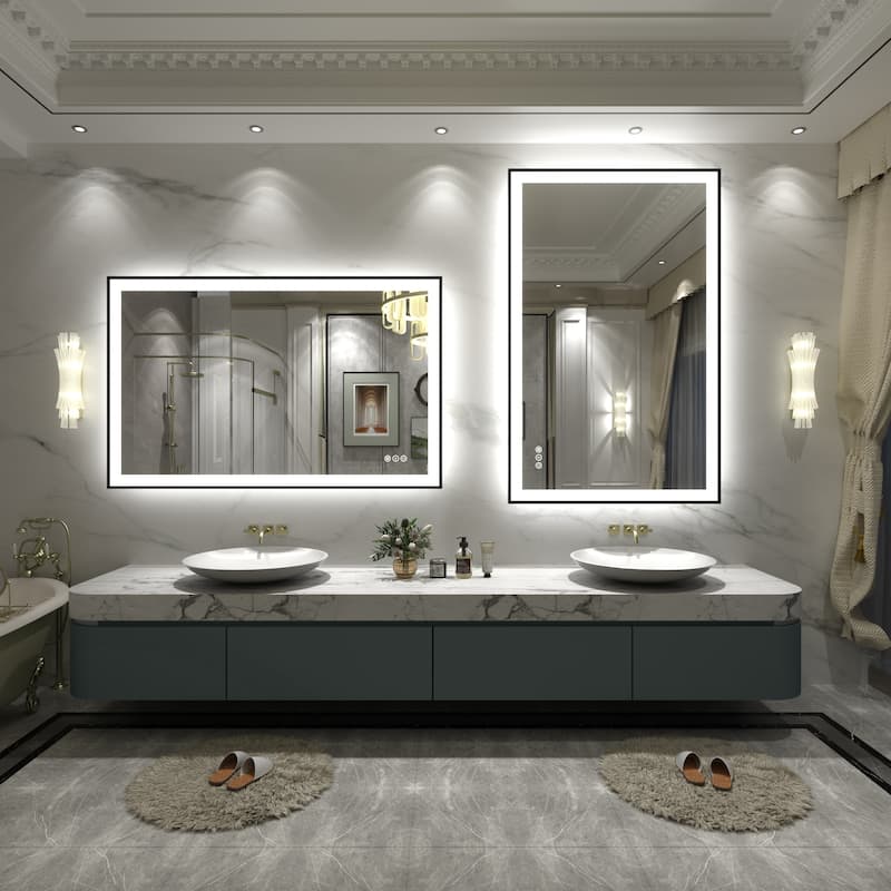 Front & Back LED Anti-Fog Tempered Glass Framed Bathroom/Vanity Mirror 3-Year Warranty