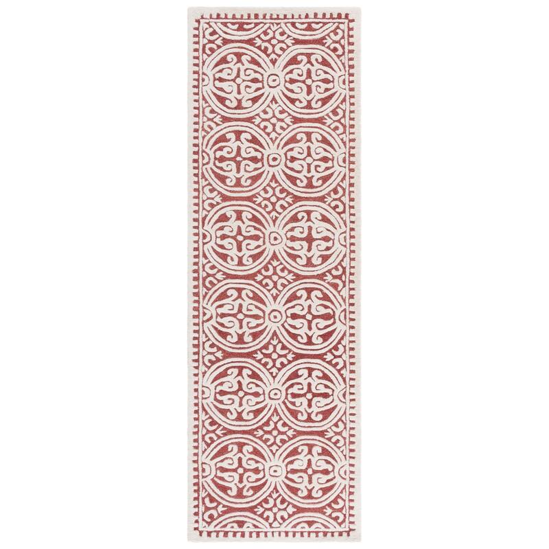 SAFAVIEH Handmade Cambridge Elske Modern Moroccan Wool Area Rug - 2'6" x 8' Runner - Ivory/Red