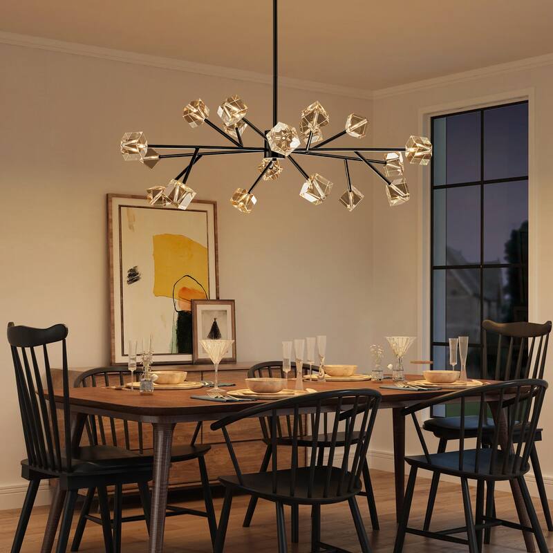 Black or Gold Big Large Modern Sputnik Crystal Chandelier for Living/ Dining Room/ Bedroom/ Foyer/ Kitchen