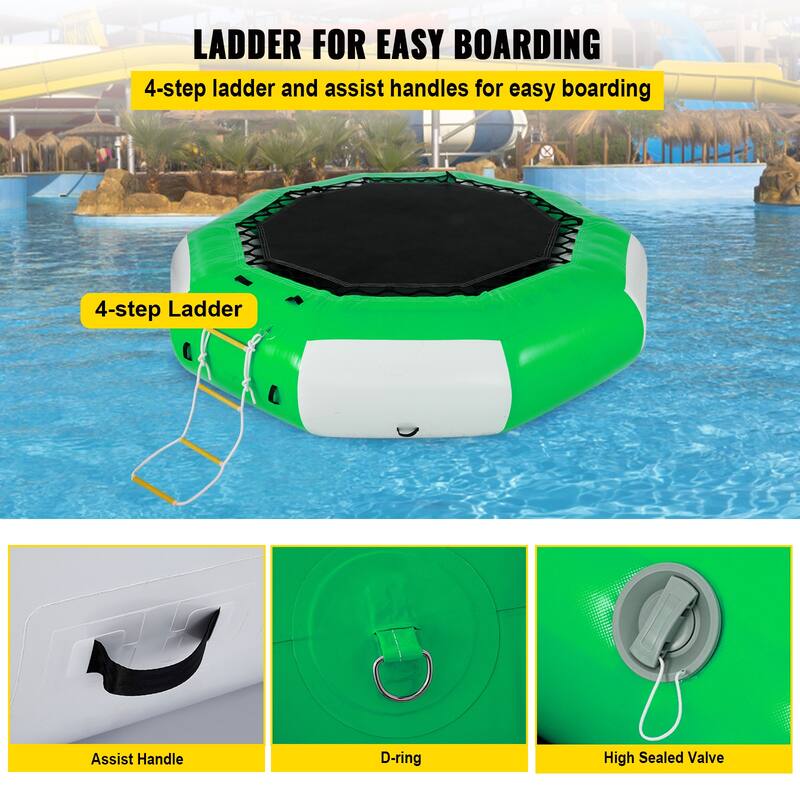 VEVOR Inflatable Water Trampoline Round Inflatable Water Bouncer with Ladder