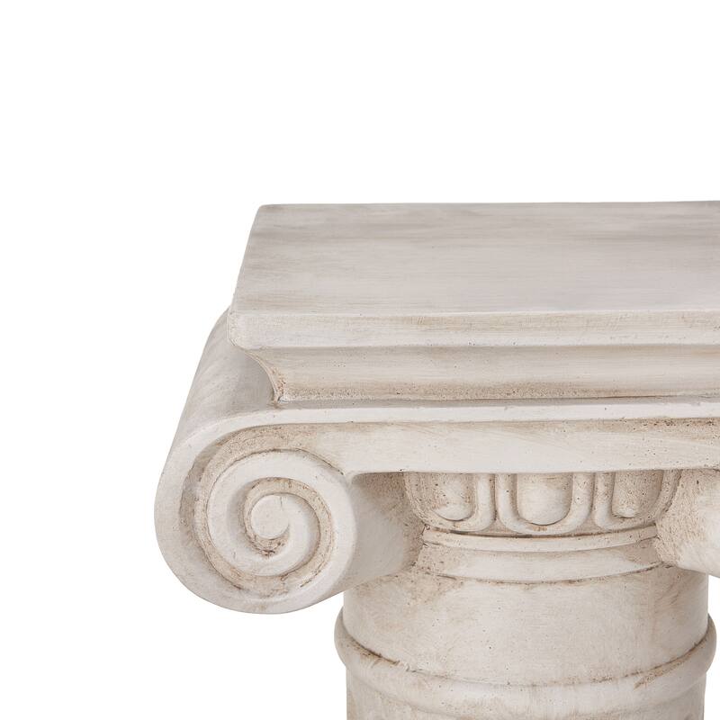 Christopher Knight Home -Saffron Outdoor Handcrafted Greco-Roman MGO Pedestal Column Stand, Fluted Detailed Design - 39.3"H