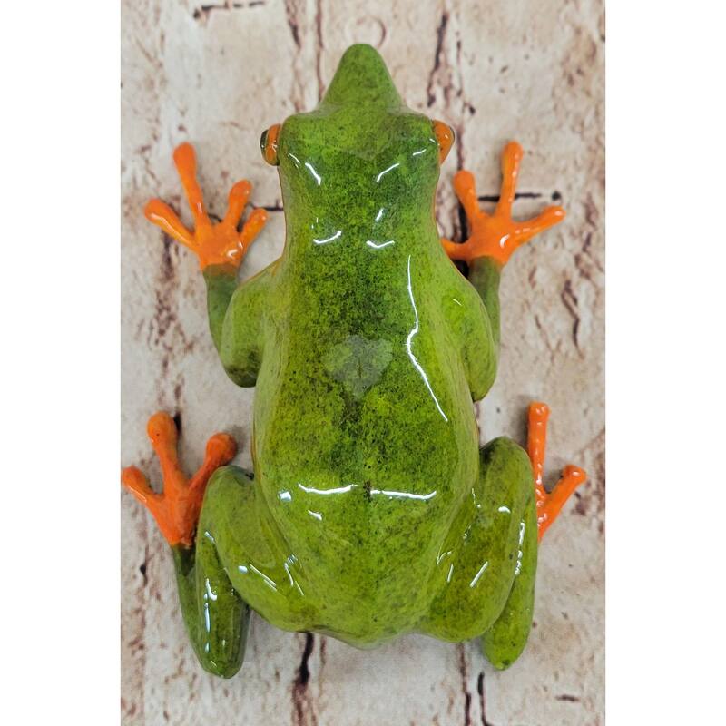 Bronze Metal Green Orange Poison Dart Tree Frog Sculpture Figurine Handmade Original Art