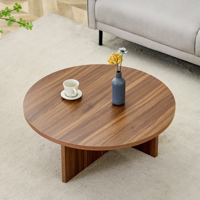 Versatile Round Coffee Table Modern Minimalism with Nordic Elegance - Walnut