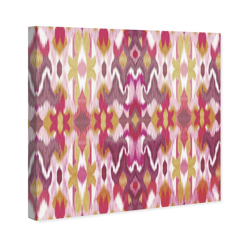 Wynwood Studio Canvas Abstract Journey Ikat Pink and Modern & Contemporary Wall Art Canvas Print