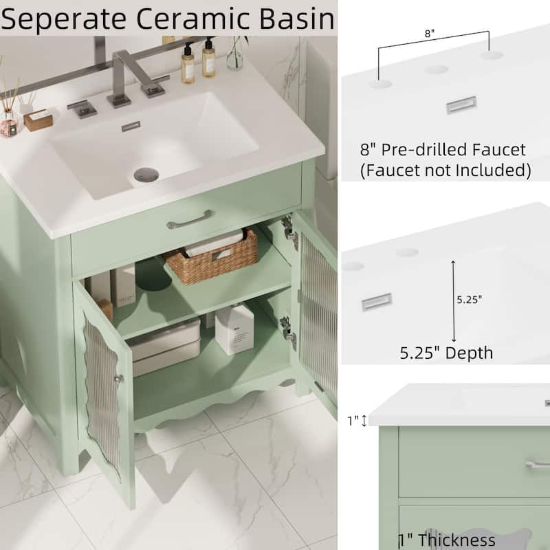 Bathroom Vanity with Tempered Glass
