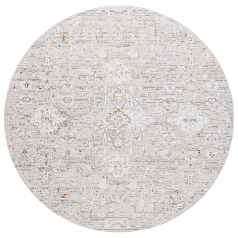 SAFAVIEH Easton Zonia Oriental Rug - 6'7" Round - Ivory/Beige Grey