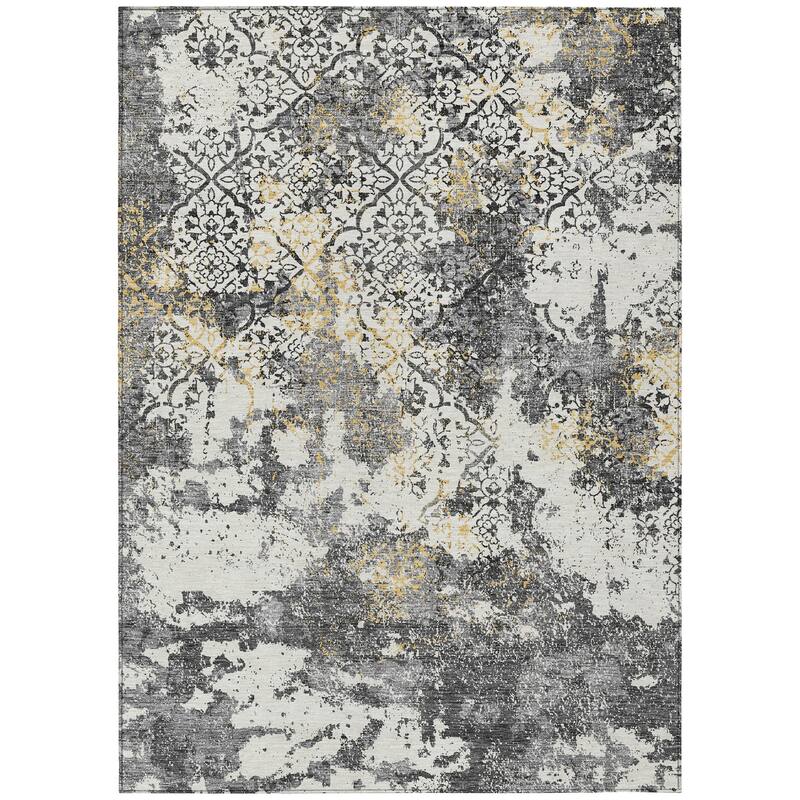 Machine Washable Indoor/ Outdoor Chantille Distressed Traditional Rug