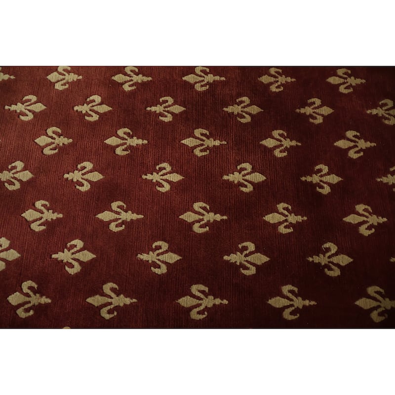 Hand Knotted Oriental 100% Wool Carpet Modern All-Over Oranges & Rust Nepalese Area Rug - 5' 11'' X 4' 1''