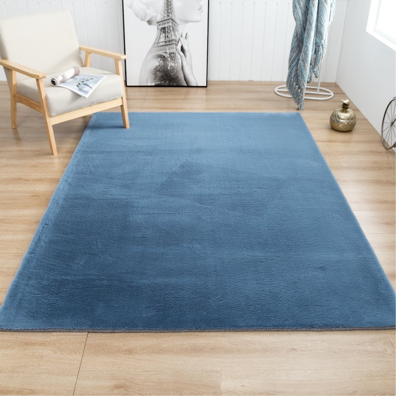 Rabbit-Collection Thick Faux-Fur Area Rug