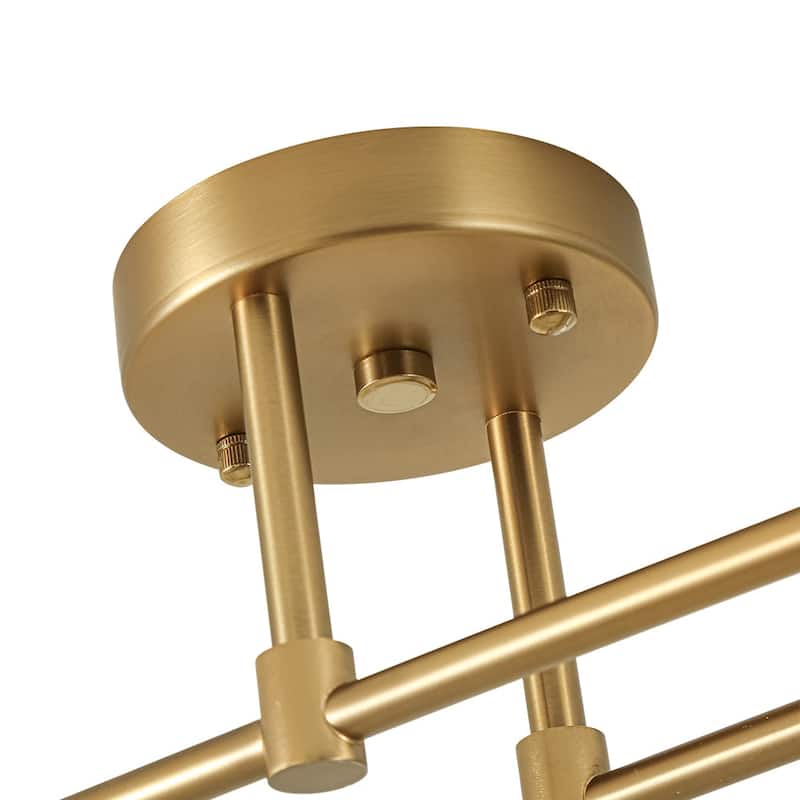 Mid-Century Opal Glass Globe Sputnik Semi Flush Mount Light