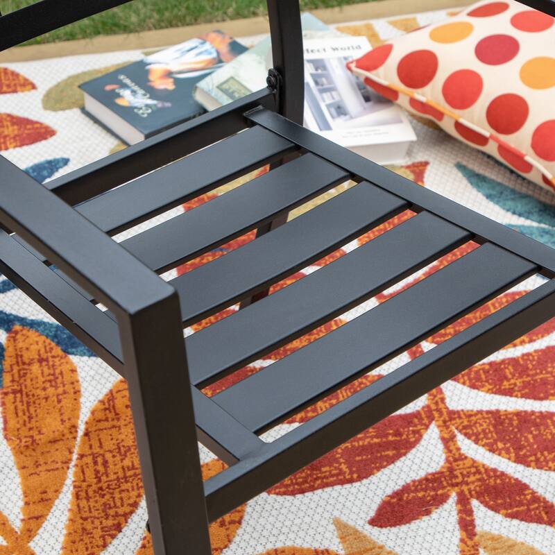 MAISON ARTS Patio E-coated Weather-resistant Stackable Dining Armchairs (Set of 2)