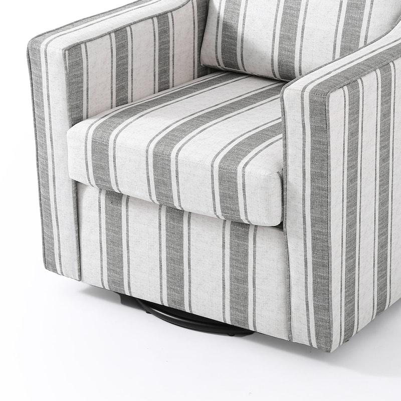 UIXE Chenille/Leather Swivel Barrel Chair Accent Chairs For Living Room