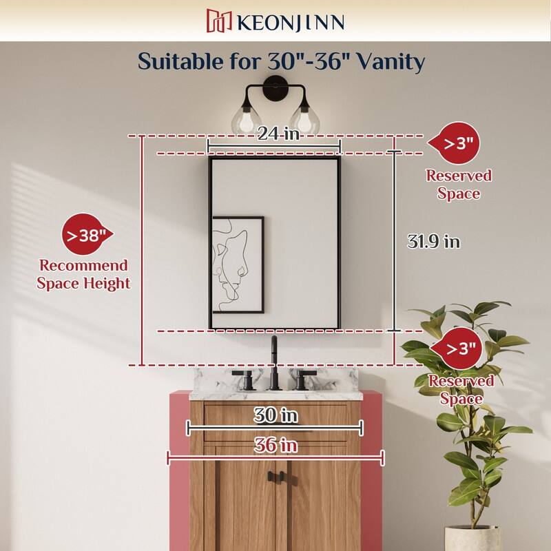 Keonjinn Aluminum Framed Wall Mount Bathroom Vanity Mirror