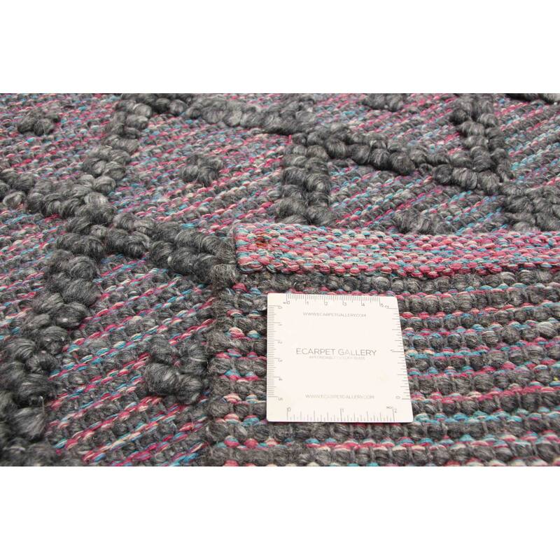 ECARPETGALLERY Braid weave Sienna Grey Wool Rug - 5'0 x 8'2