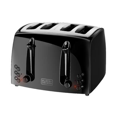 Black and Decker 4-Slice Toaster with Extra Wide Slots in Black - 4 Slice