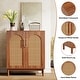 preview thumbnail 3 of 19, Set of 2 Rattan Sideboard, 59 Inch Buffet Cabinet with Doors, Accent Cabinet