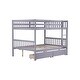 preview thumbnail 16 of 18, Full over Full Rubber Wood Bunk Bed with 2 Drawers,Convertible into 2 Full Beds,Ladder and Safety Guardrails