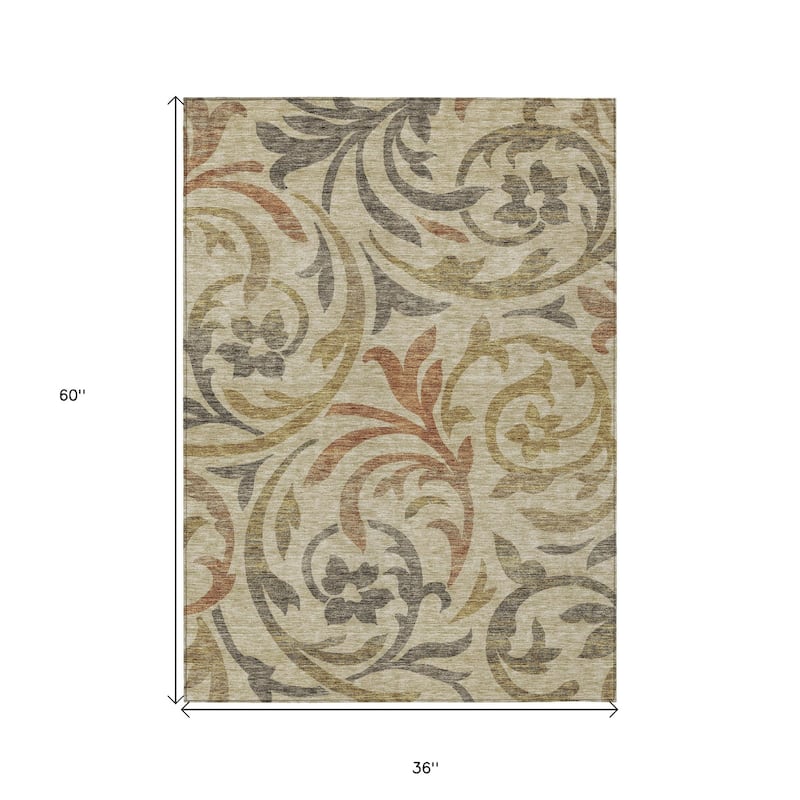 HomeRoots Floral Transitional Rectangle Outdoor Rug