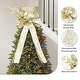 preview thumbnail 7 of 6, Sparkling Champagne Gold Santa Hat Tree Topper with Bow & Snowflakes - 25cm Festive Decor for Xmas Tree & Tabletop.