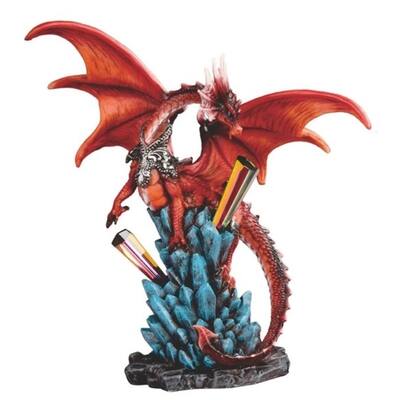 Q-Max 9"H Red Dragon on Rainbow Icicle Statue Fantasy Decoration Figurine