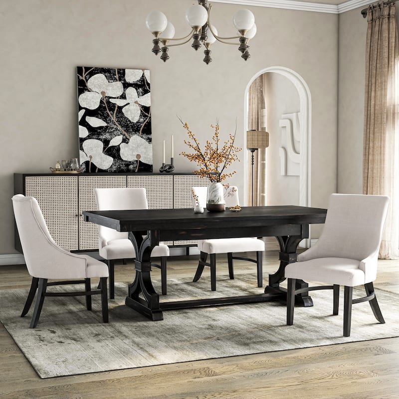 Furniture of America Kieran Farmhouse 5-Piece Black Wooden Dining Set - Black