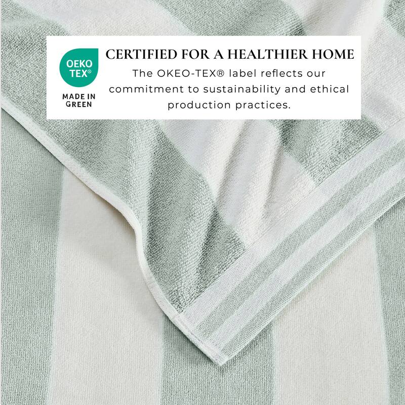 Linery & Co. 100% Cotton Velour Cabana Stripe Beach Towel