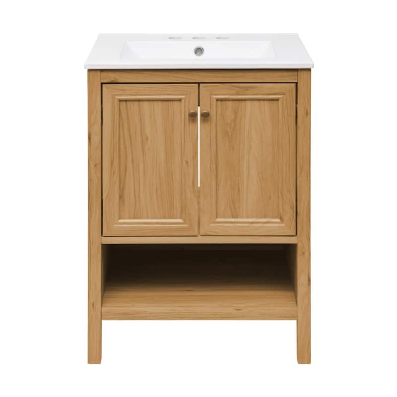 Swiss Madison SM-BV240-3 Chateau 24" Free Standing Single Basin Vanity - Golden Oak / White - Oak Finish