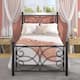 VECELO Metal Bed Frame with High Headboard and Footboard, Platform Beds with Heavy Duty Mattress Foundation - Black - Twin