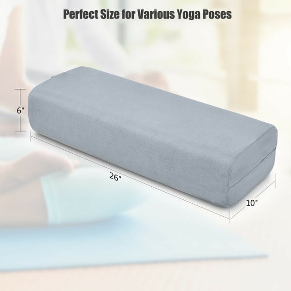 Yoga Bolster Pillow with Washable Cover and Carry Bag-Green - 26