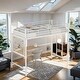 preview thumbnail 1 of 26, Industrial Modern Twin Metal Loft Bed with Desk and Metal Grid, Space-saving, Sturdy Construction & Safety Guaranteed, White White