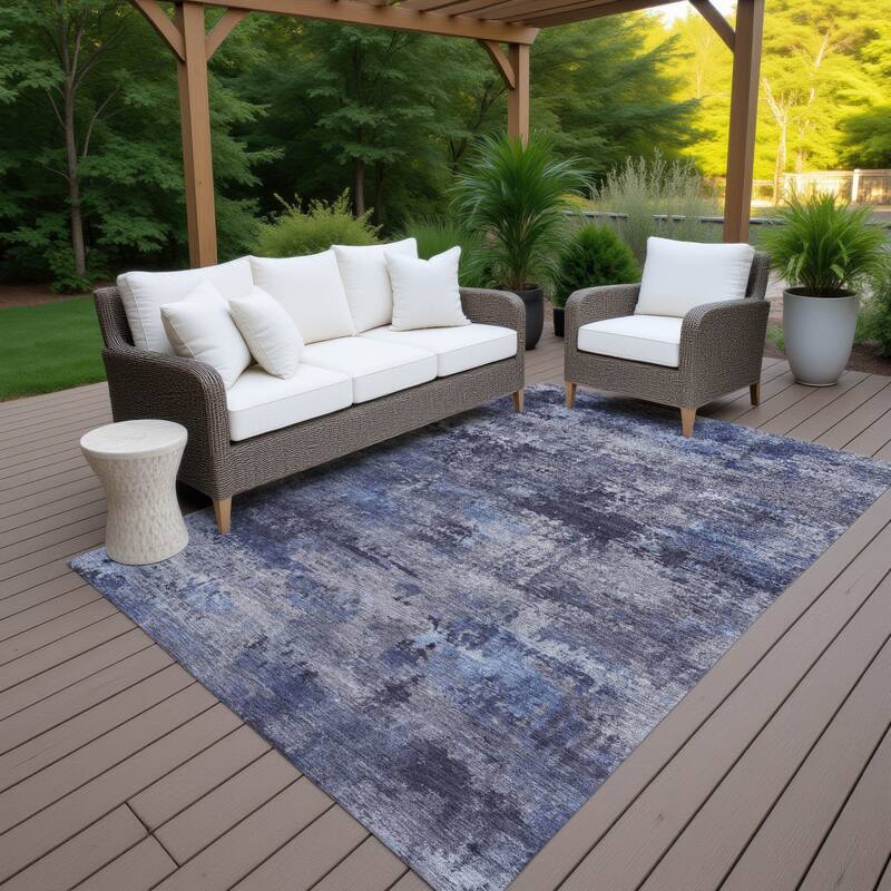Machine Washable Indoor/ Outdoor Modern Solid Chantille Rug