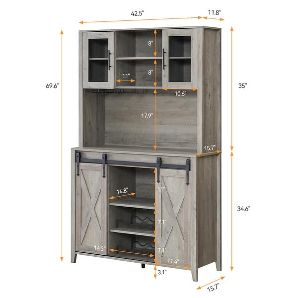 Sogesfurniture Sliding Barn Door Buffet Cabinet, Coffee Bar